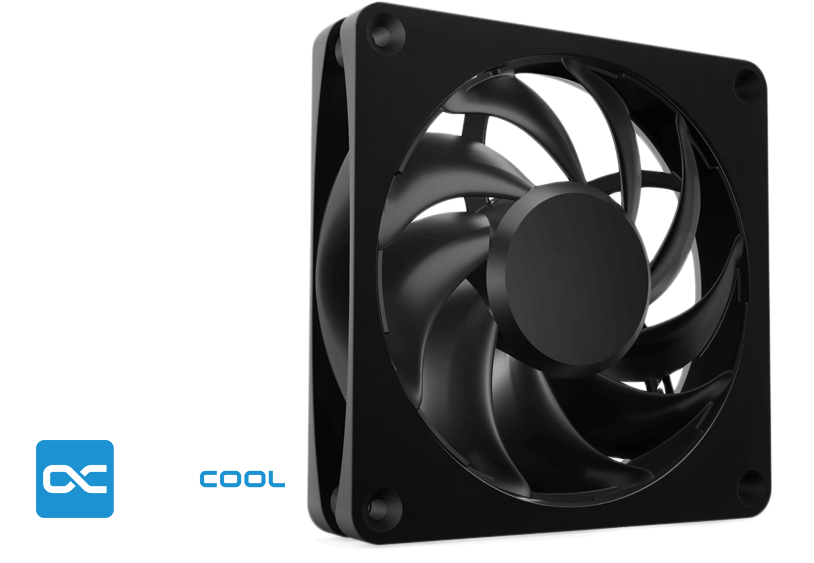 Zijaanzicht van Alphacool Apex Stealth Metal Power ventilator